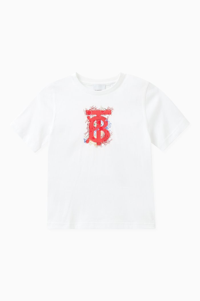

TB Monogram Print T-shirt in Cotton, White