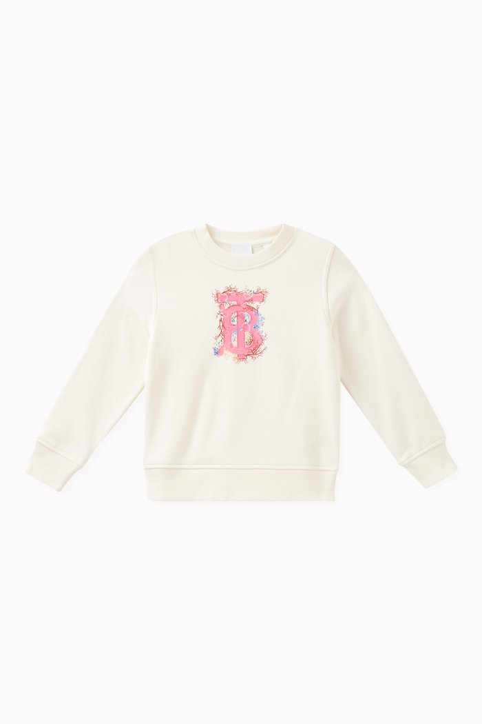 

TB Monogram Sweatshirt in Cotton, Neutral