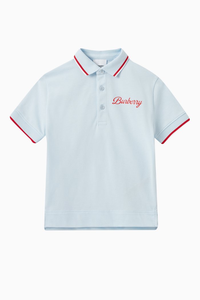 

Langton Script Logo Polo Shirt in Cotton, Blue