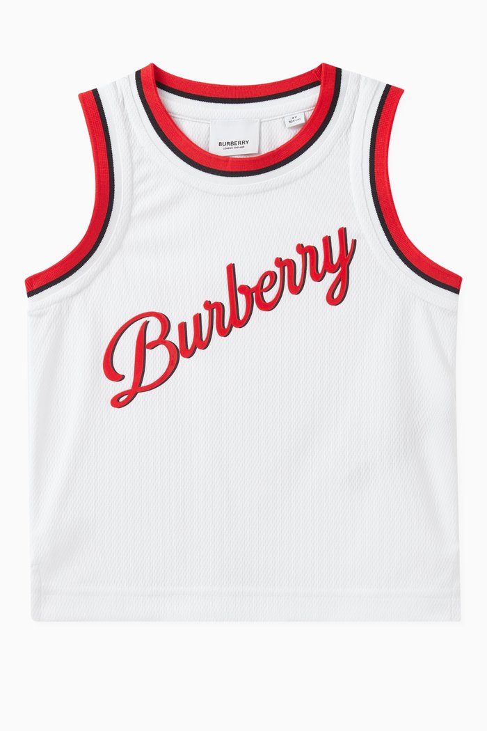 

Logo Script Vest in Jersey Mesh, White