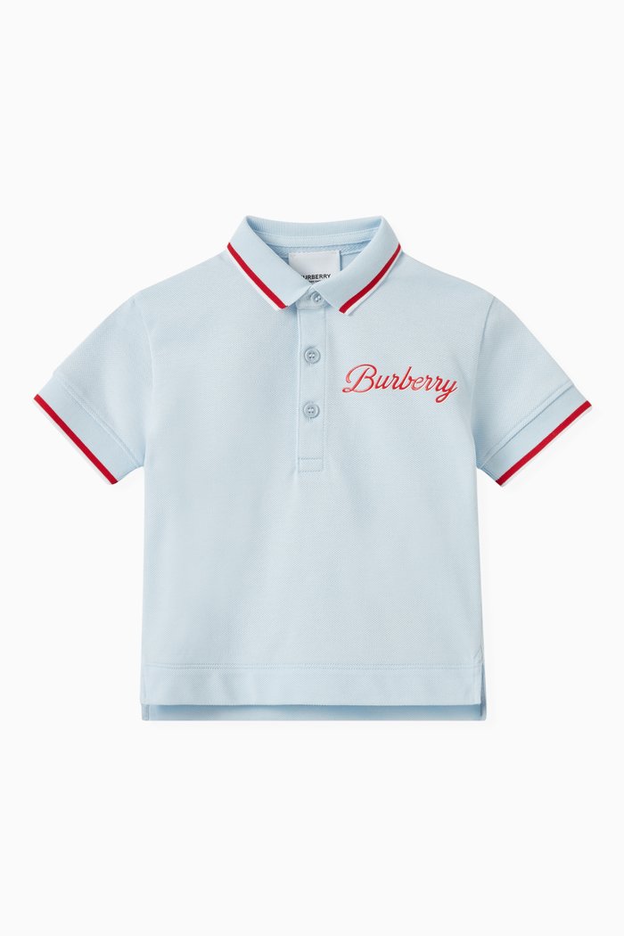 

Langton Script Logo Polo Shirt in Cotton, Blue