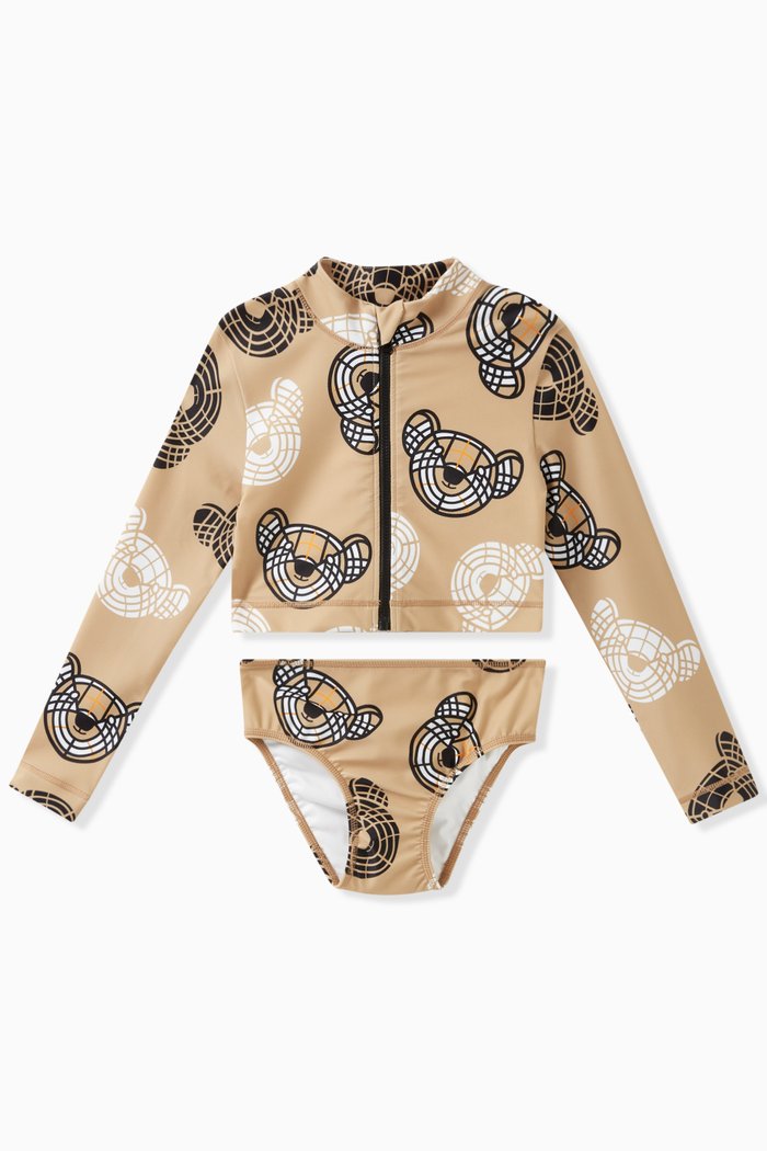 

Thomas Bear Print Two-piece Swimsuit in Stretch Nylon, Neutral