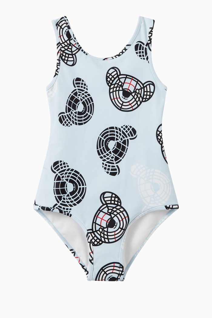 Tirza Teddy Bear Print Swimsuit in Nylon, Blue