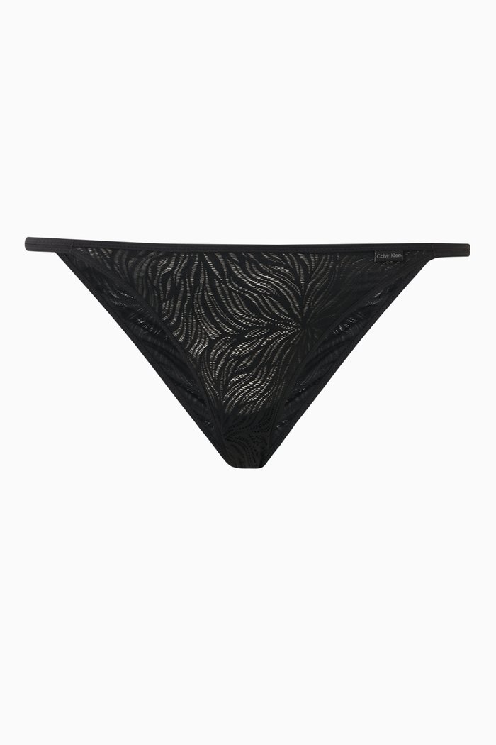 

Tanga Briefs in Sheer Marquisette Lace, Black