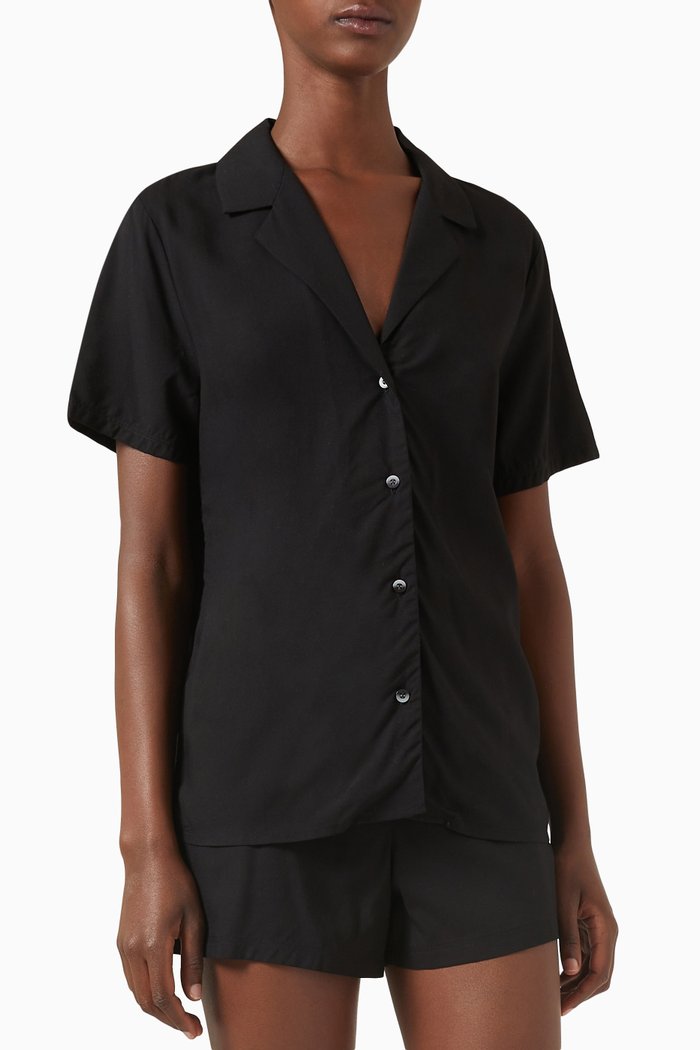 Pyjama Shorts Set in Viscose, Black