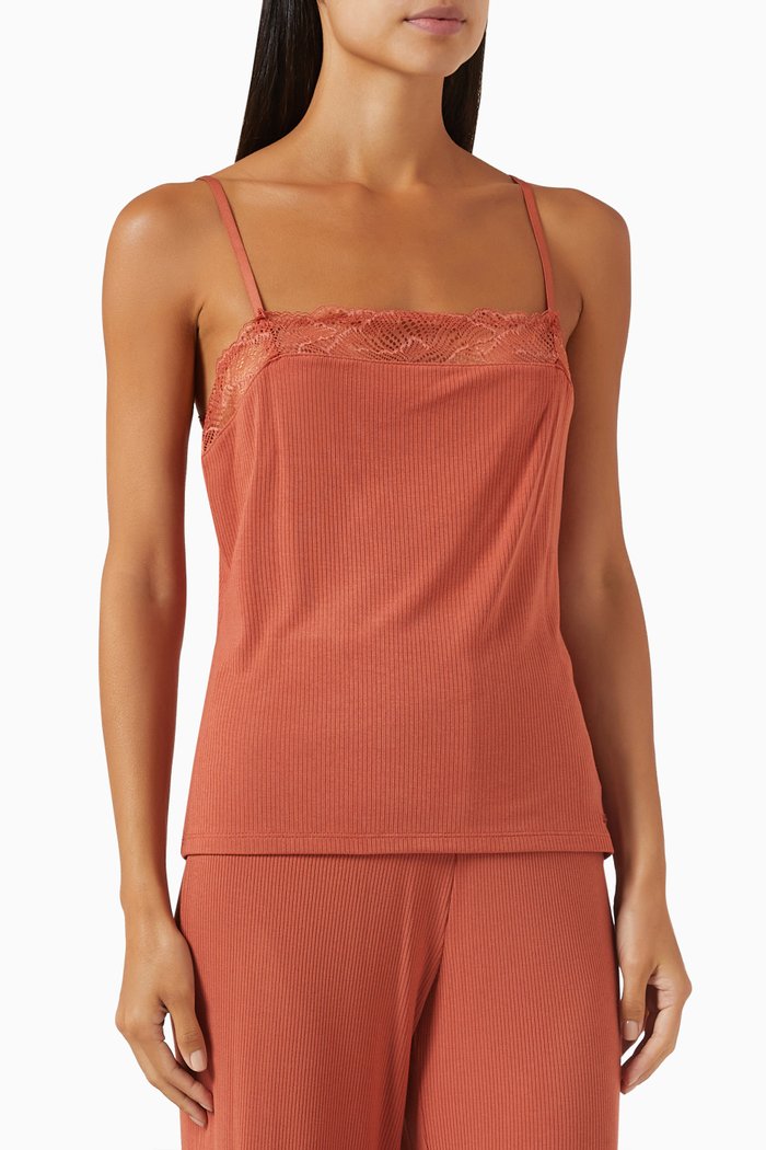 

Lace-trimmed Lounge Cami Top in Stretch-modal, Orange