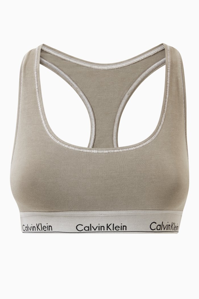 

Logo Mineral-dyed Bralette in Stretch Cotton-blend, Neutral