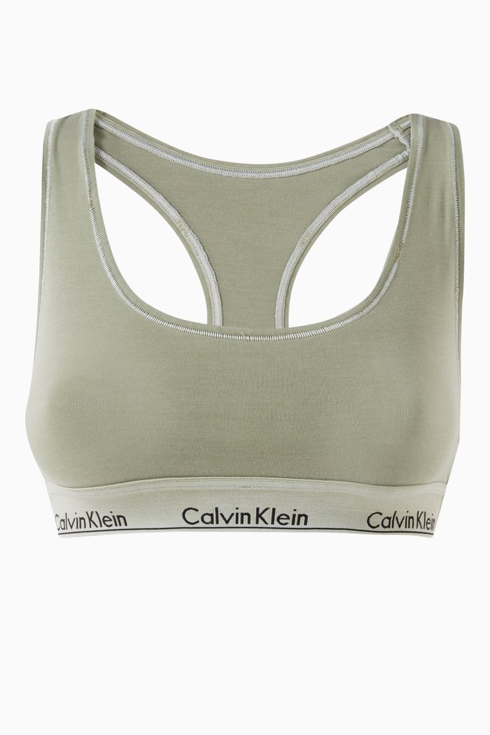 

Logo Mineral-dyed Bralette in Stretch Cotton-blend, Green