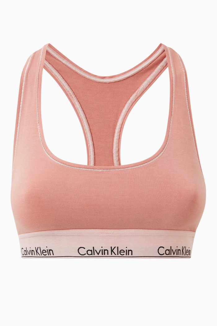 Logo Mineral-dyed Bralette in Stretch Cotton-blend, Orange