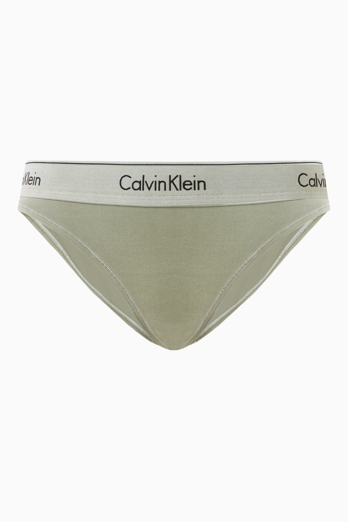 

Logo Mineral-dyed Bikini Briefs in Stretch Cotton-blend, Green