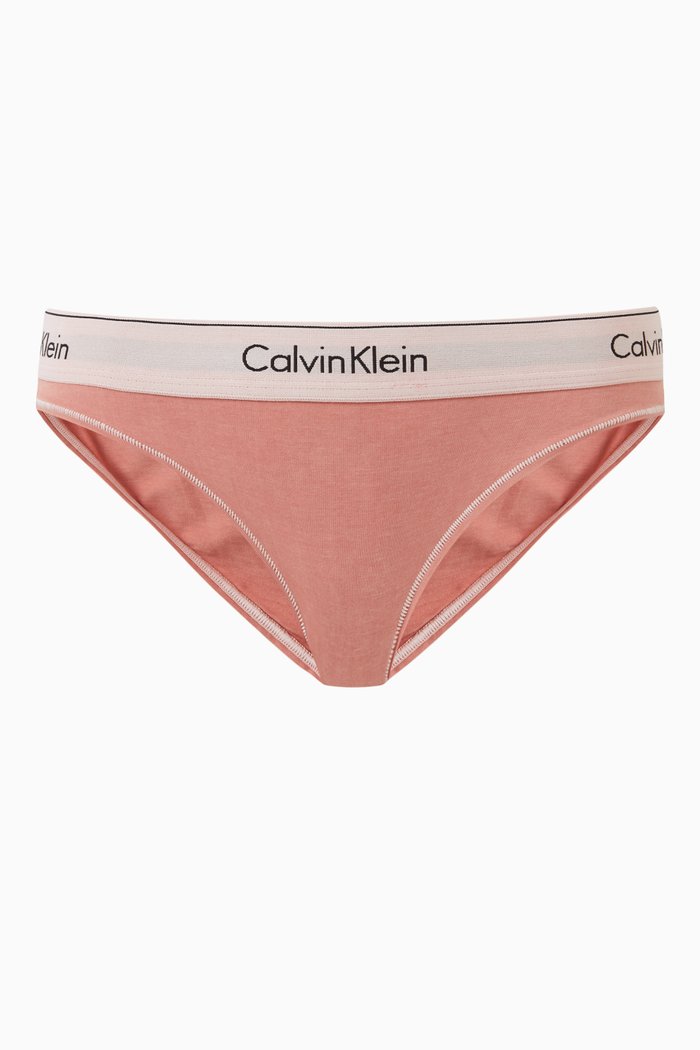 Logo Mineral-dyed Bikini Briefs in Stretch Cotton-blend, Orange