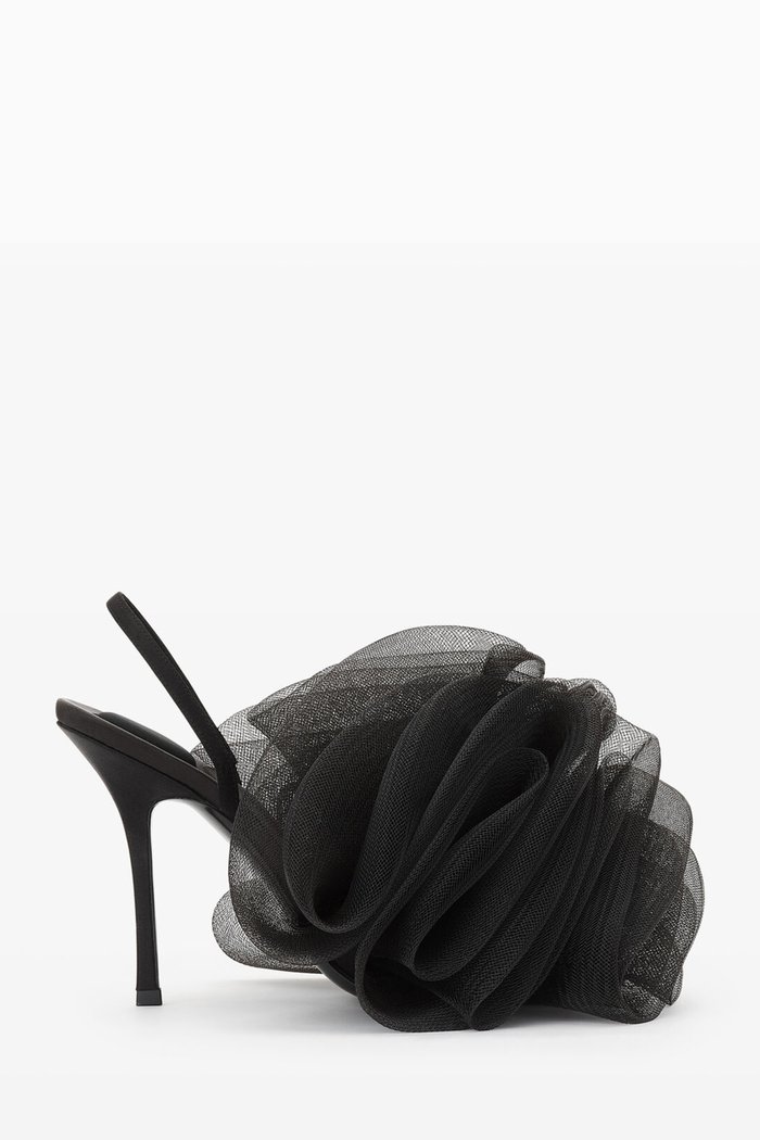 

Pom 105 Slingback Sandals is Satin & Mesh, Black