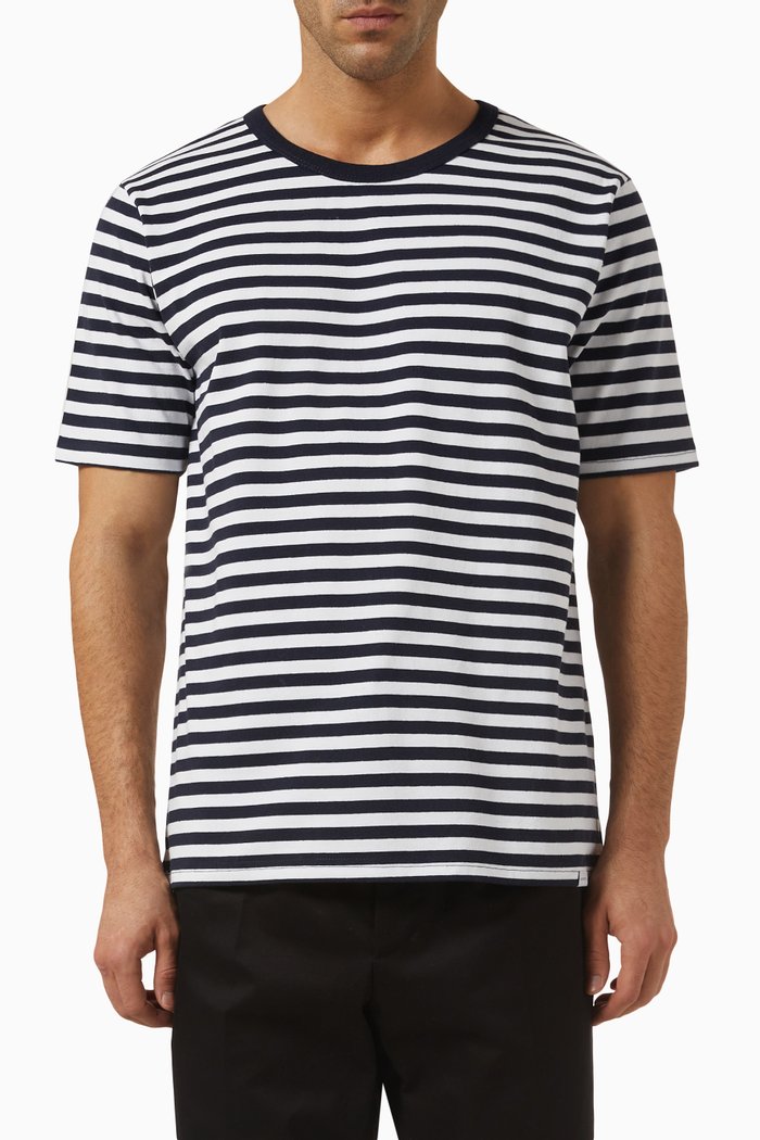 

Adrian Stripe T-Shirt in Recycled Cotton, Blue