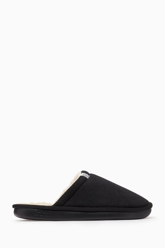 

l’Essentiel Slippers in Shearling & Recycled Terry, Black