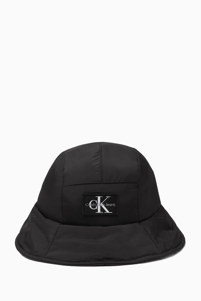 

Quilted Logo Bucket Hat in Nylon, Black