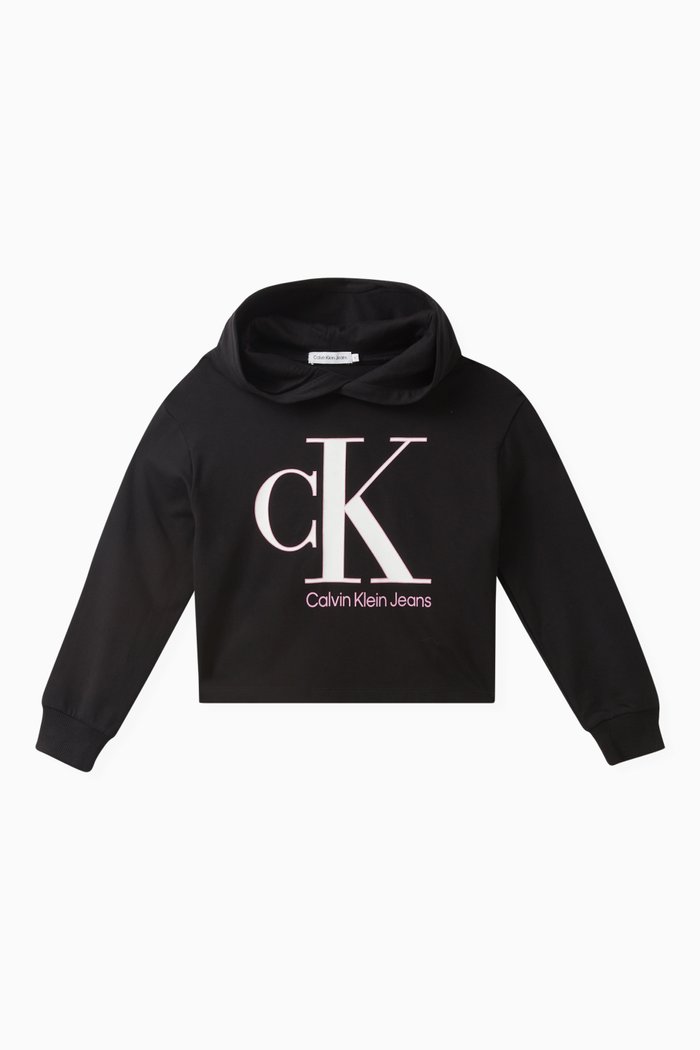 

Reveal Monogram Hoodie in Cotton Stretch, Black