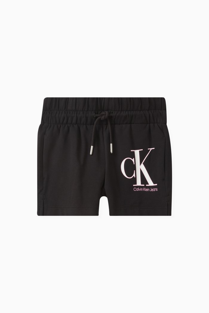 Reveal Monogram Shorts in Cotton Terry, Black