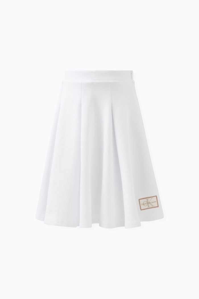 

Pleated Skirt in Organic Cotton Blend, White