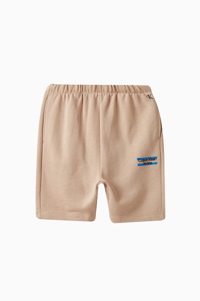 

Colour-block Logo Shorts in Cotton Blend, Neutral