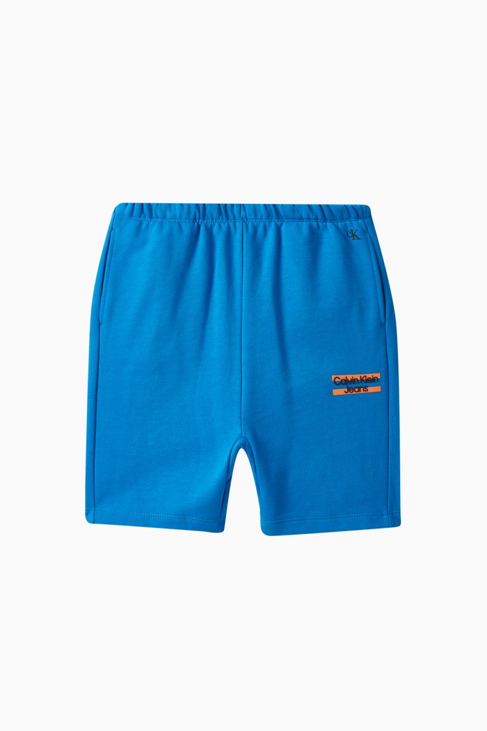 

Colour-block Logo Shorts in Cotton Blend, Blue