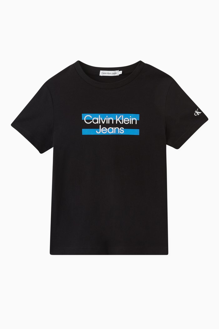

Graphic Print T-shirt in Organic Cotton Jersey Blend, Black