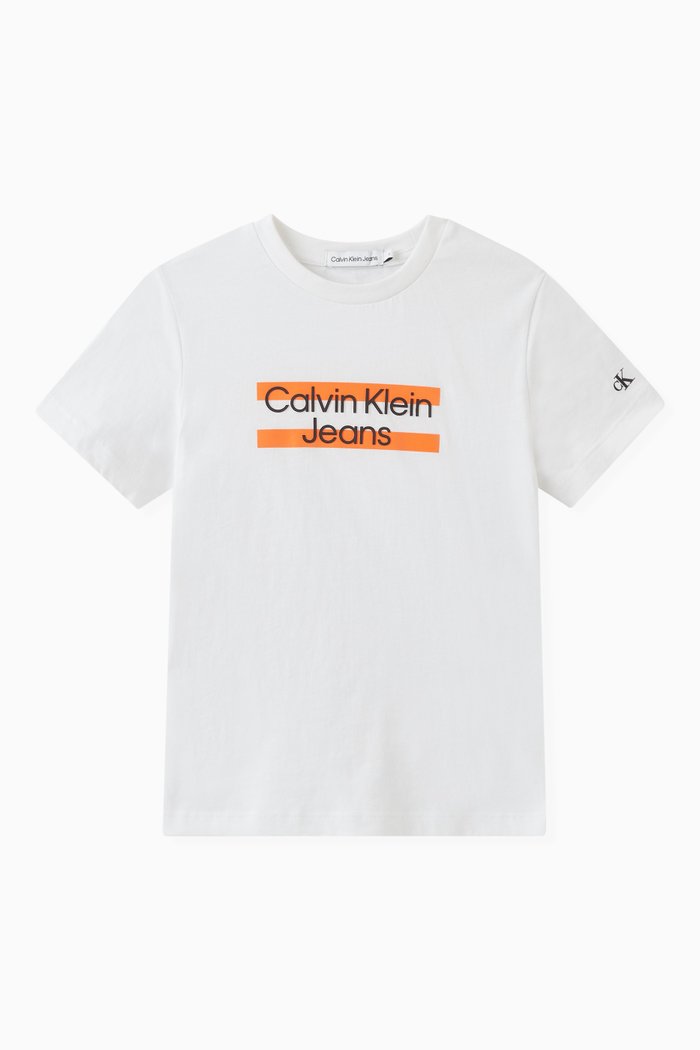 

Graphic Print T-shirt in Organic Cotton Jersey Blend, White