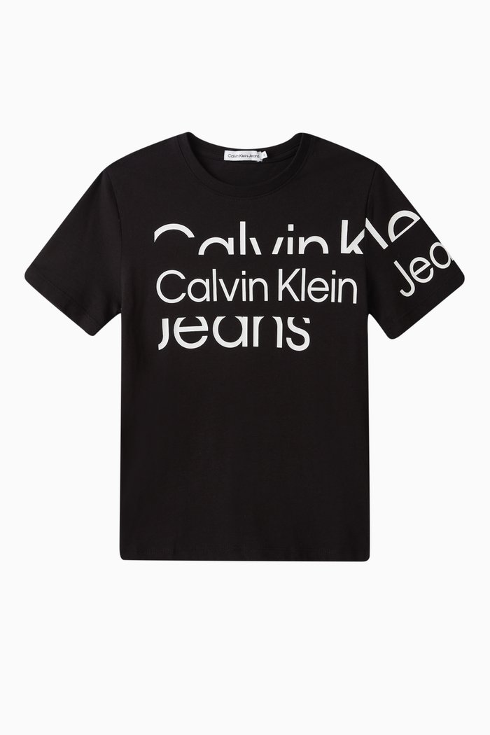 Logo Print T-shirt in Cotton, Black