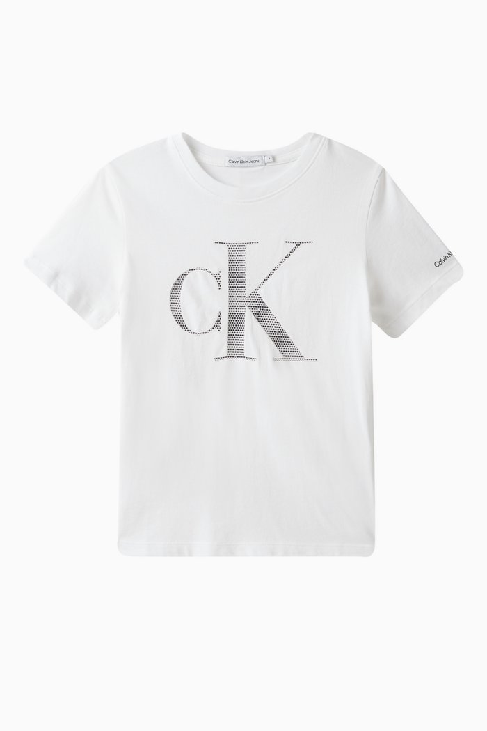 

Mesh Logo T-Shirt in Cotton Stretch, White