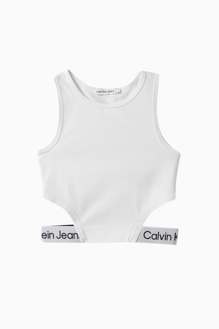 

Cut Out Logo Milano Top in Rayon Blend, White