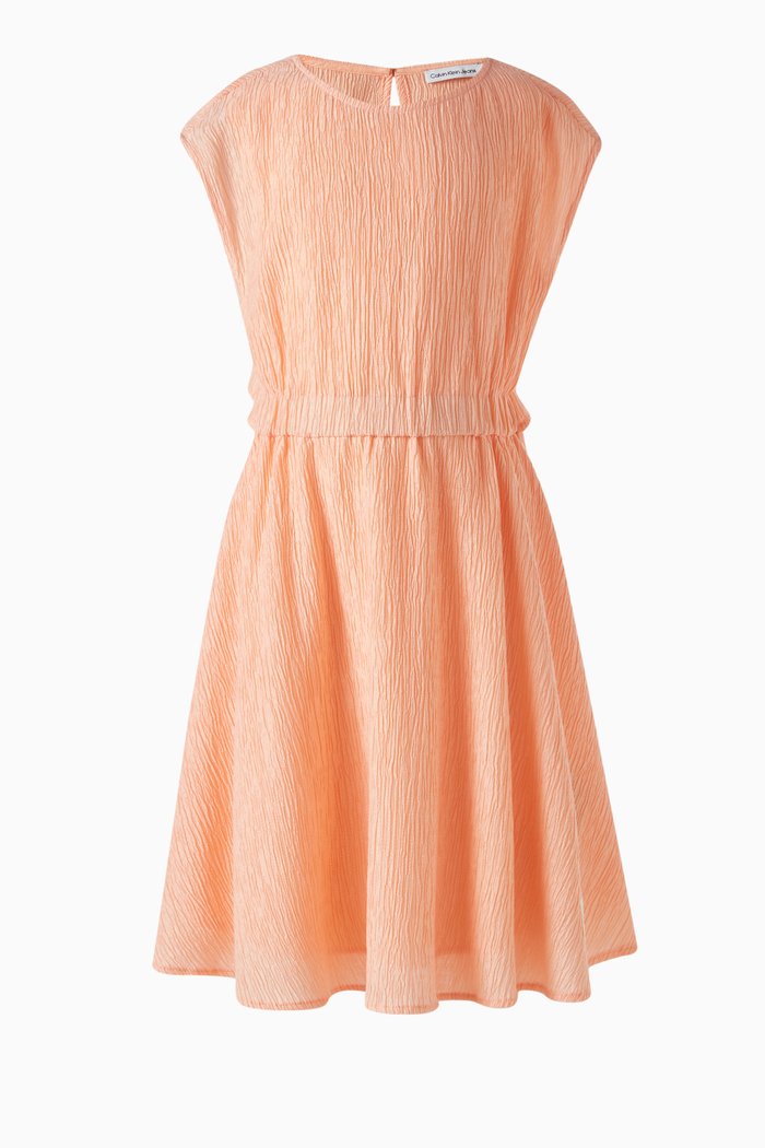 

Crinkled Flared Dress in Tencel Blend, Orange