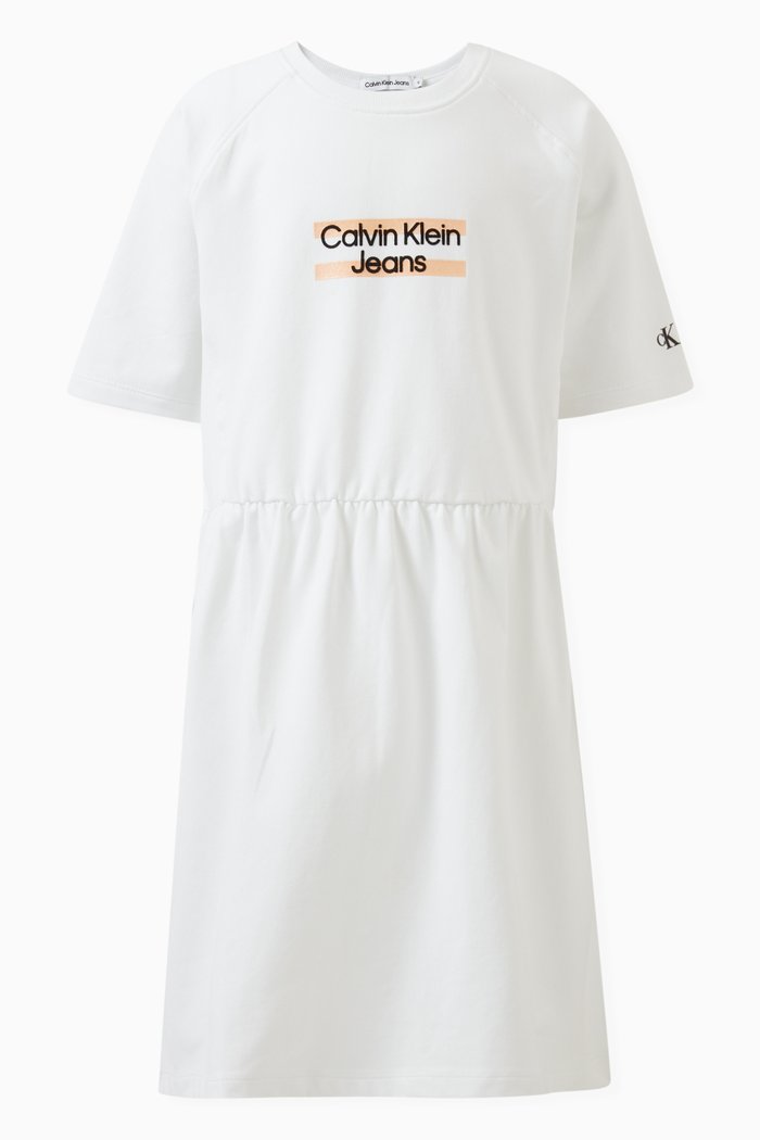 

Logo Print T-shirt Dress in Cotton, White