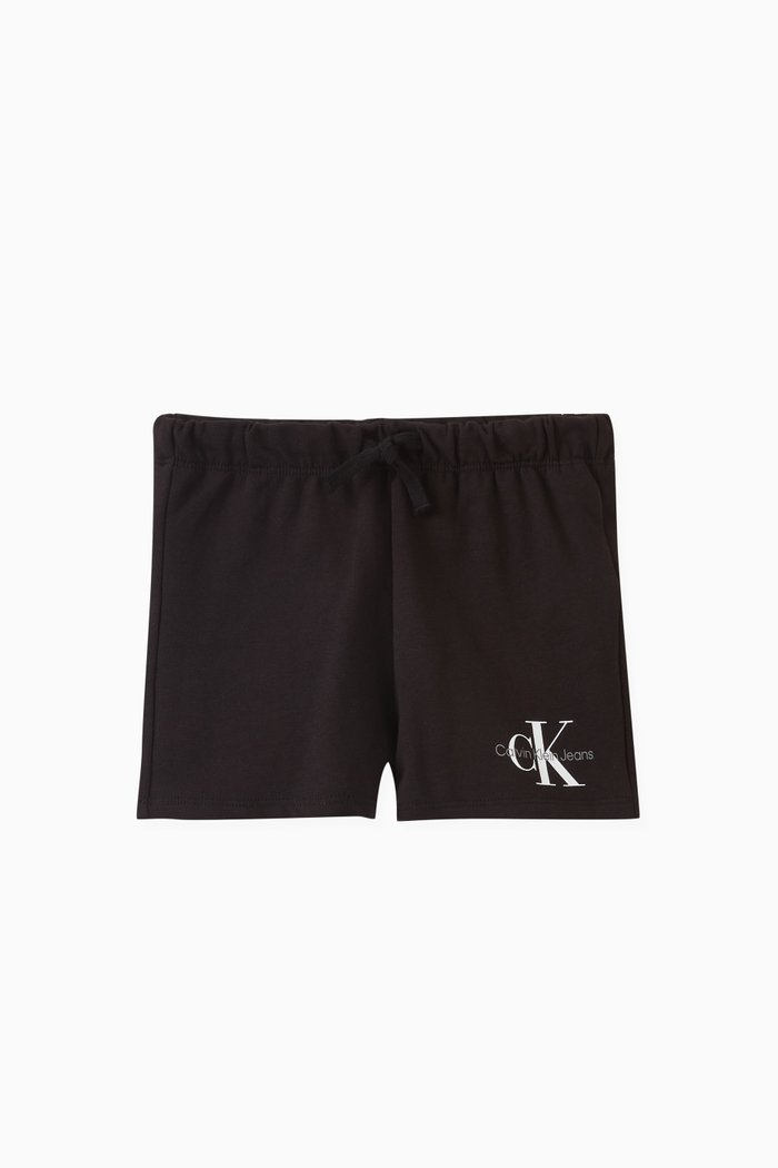 

Newborn Monogram Logo Print Shorts in Cotton Stretch, Black