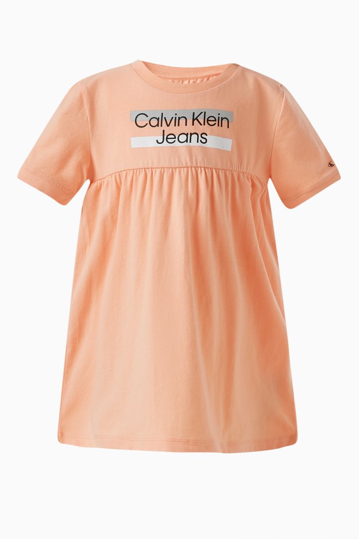 

Newborn Logo Print Dress in Organic Cotton Stretch, Orange