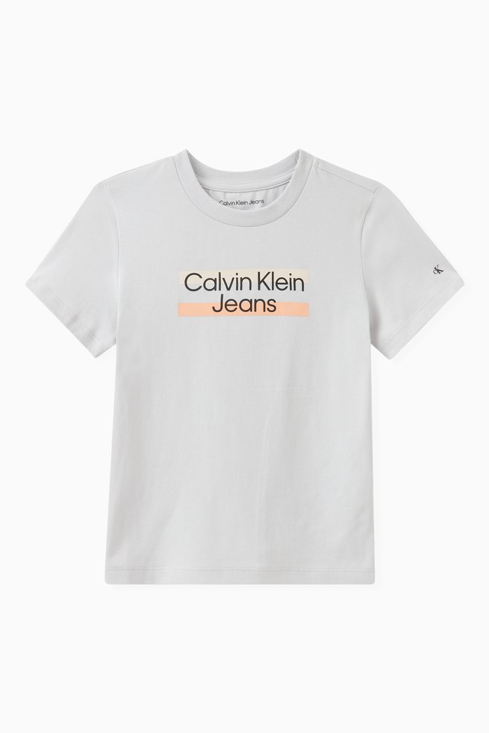 Logo Print T-shirt in Cotton, Grey