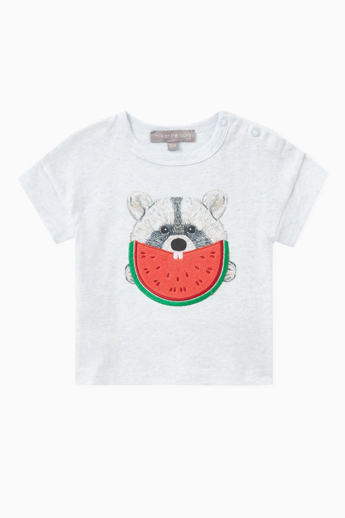 Raccoon Pasteque T-shirt in Cotton, Grey