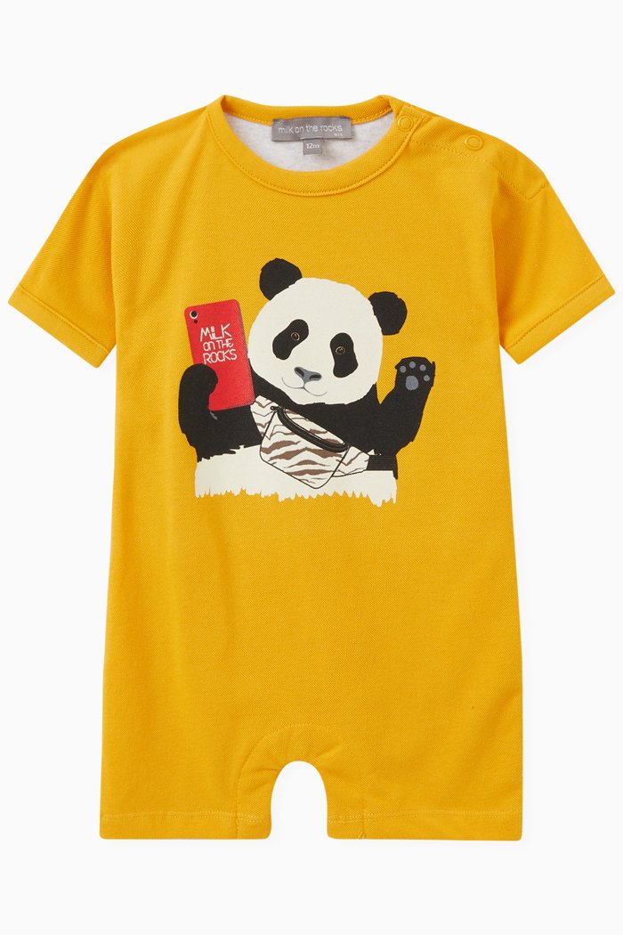 

Panda Romper in Cotton-blend, Yellow