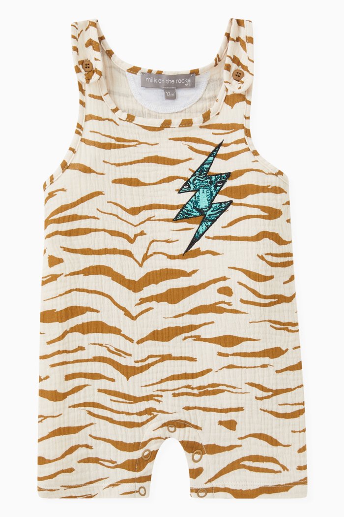

Tiger Bolt Romper in Cotton, Brown