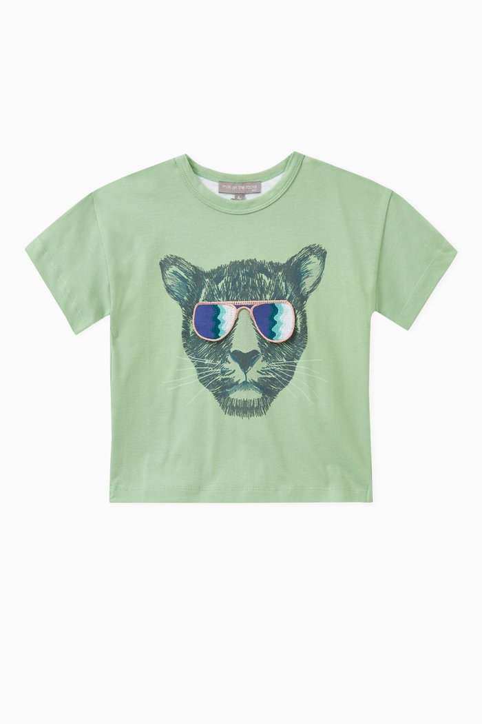 

Panther Print T-shirt in Cotton, Green