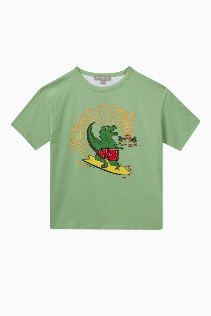 

Jurassic Beach Print T-shirt in Cotton, Green