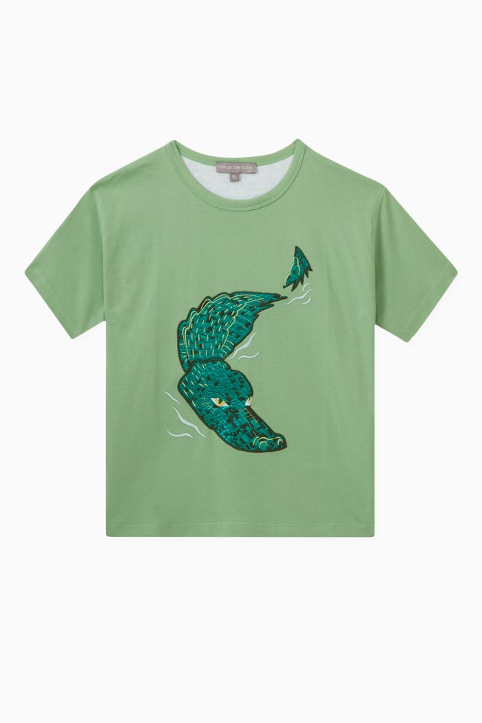 

Croco Print T-shirt in Cotton, Green