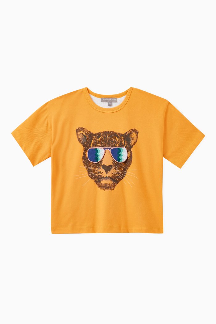 

Panther Printed T-shirt in Cotton-blend, Yellow