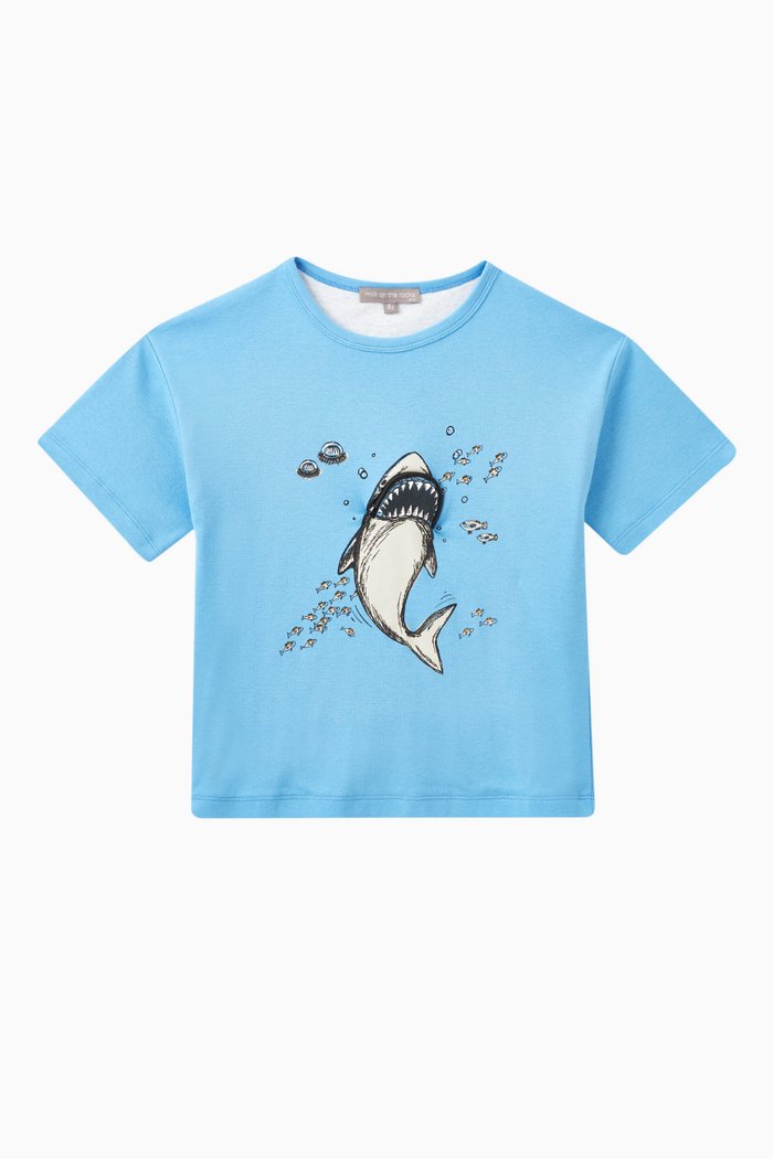 

Jaws Printed T-shirt in Cotton, Blue