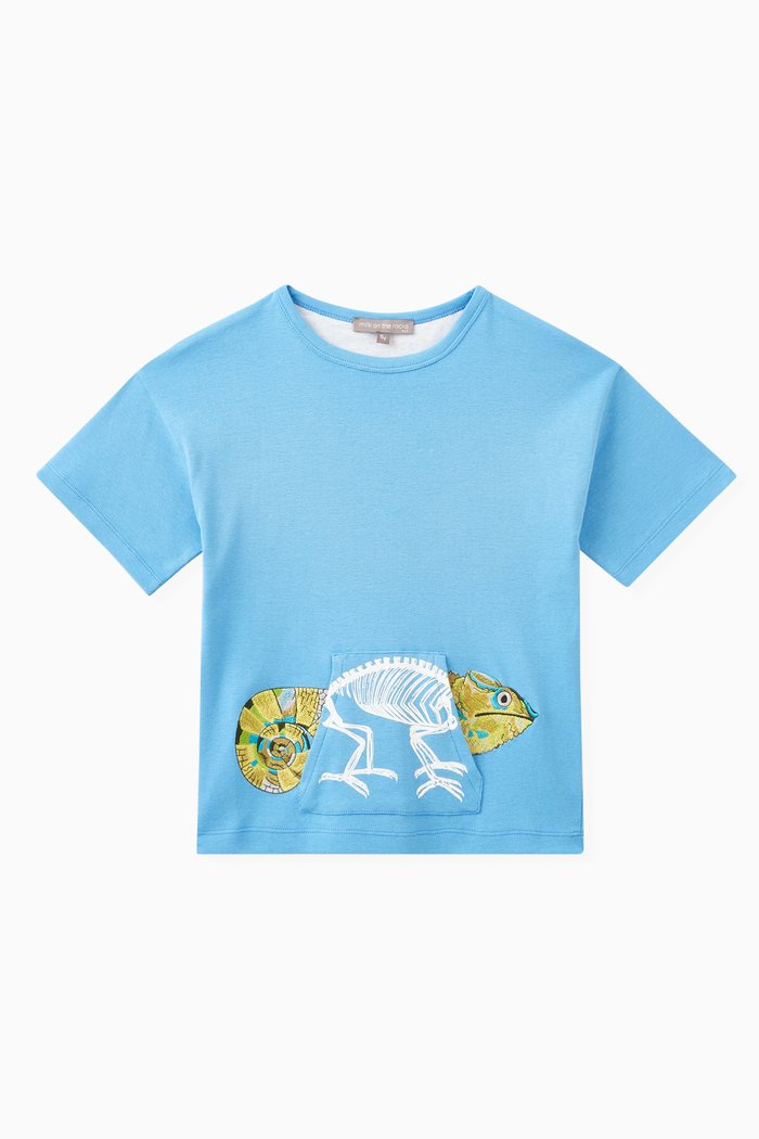 

Graphic Printed T-shirt in Cotton, Blue
