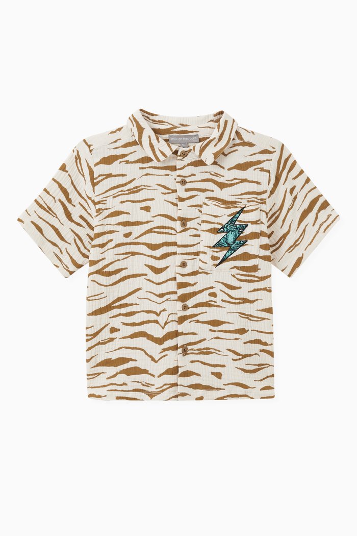 

Tiger Bolt Shirt in Cotton, Brown