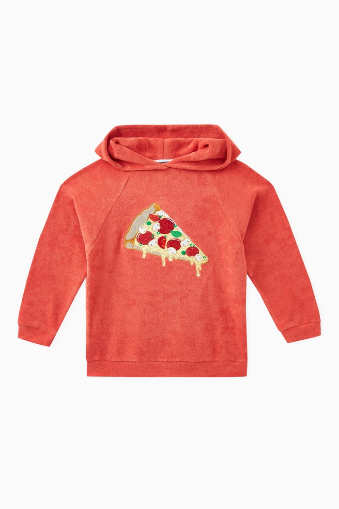 

Pizza Hoodie in Cotton Terry Stretch, Red