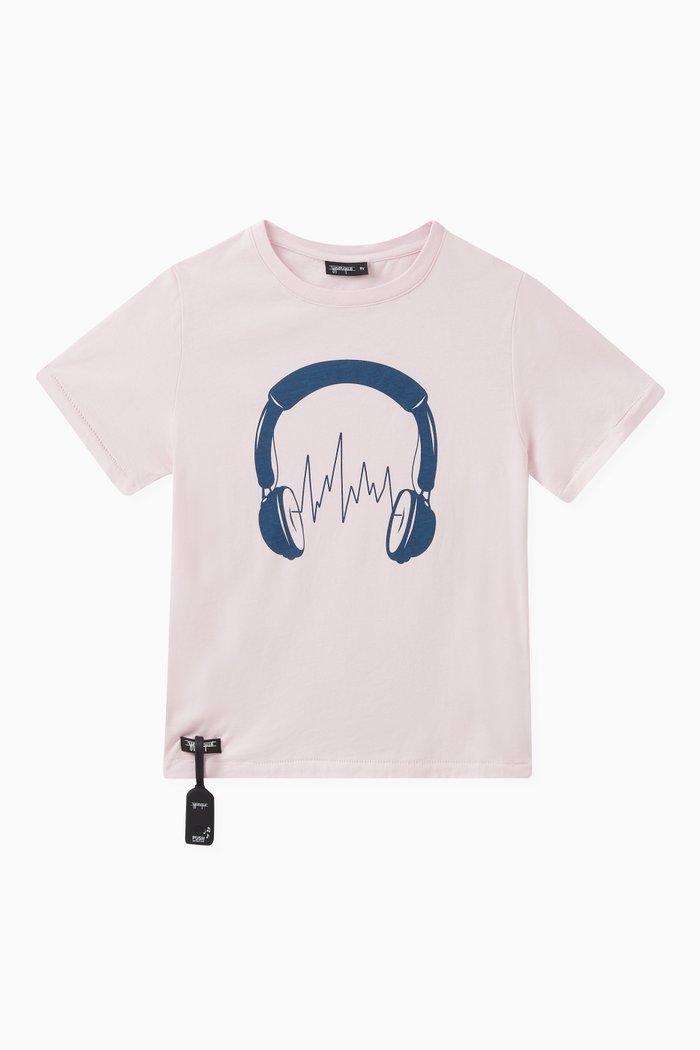 Headphones Sound T-shirt in Jersey, Pink