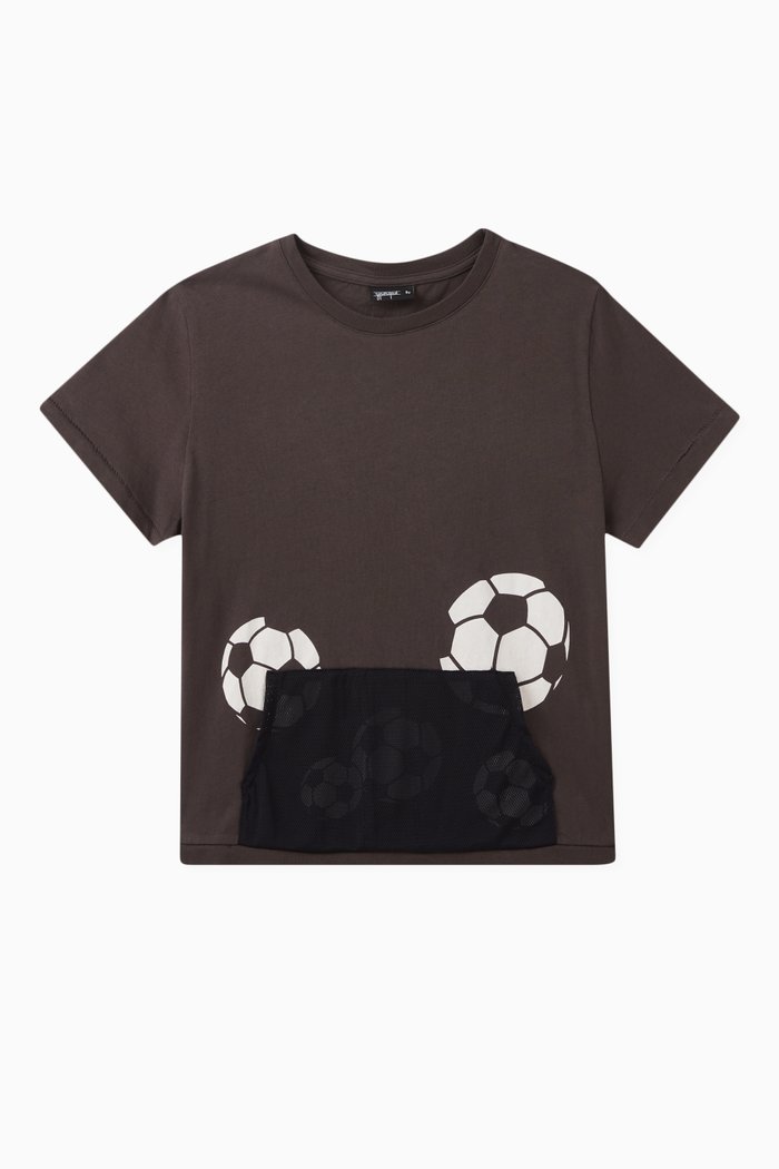 

Soccer Ball Kangaroo Pocket T-shirt in jersey, Black