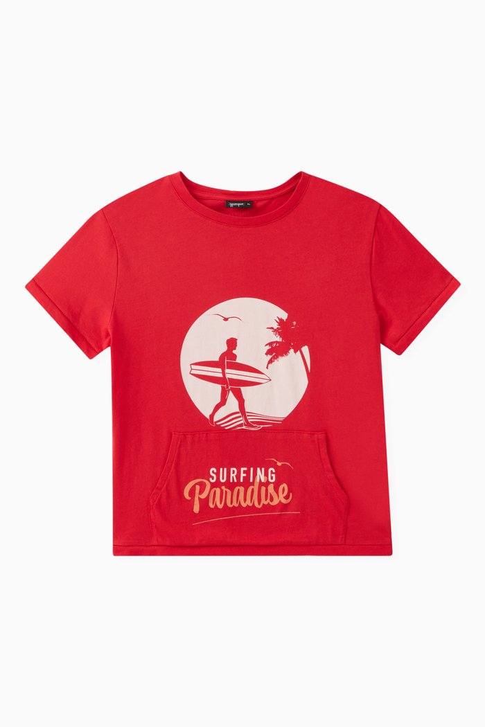 

Surfing Kangaroo Pocket T-shirt in jersey, Red