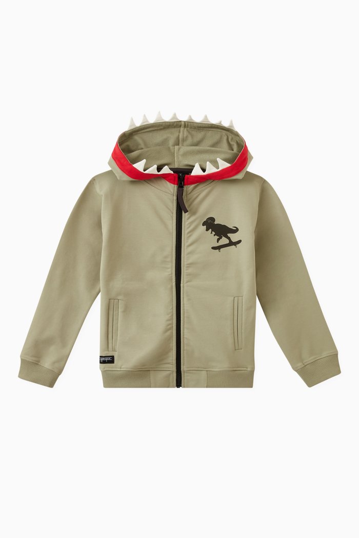 

Dino Animal Print Hoodie in Cotton, Green