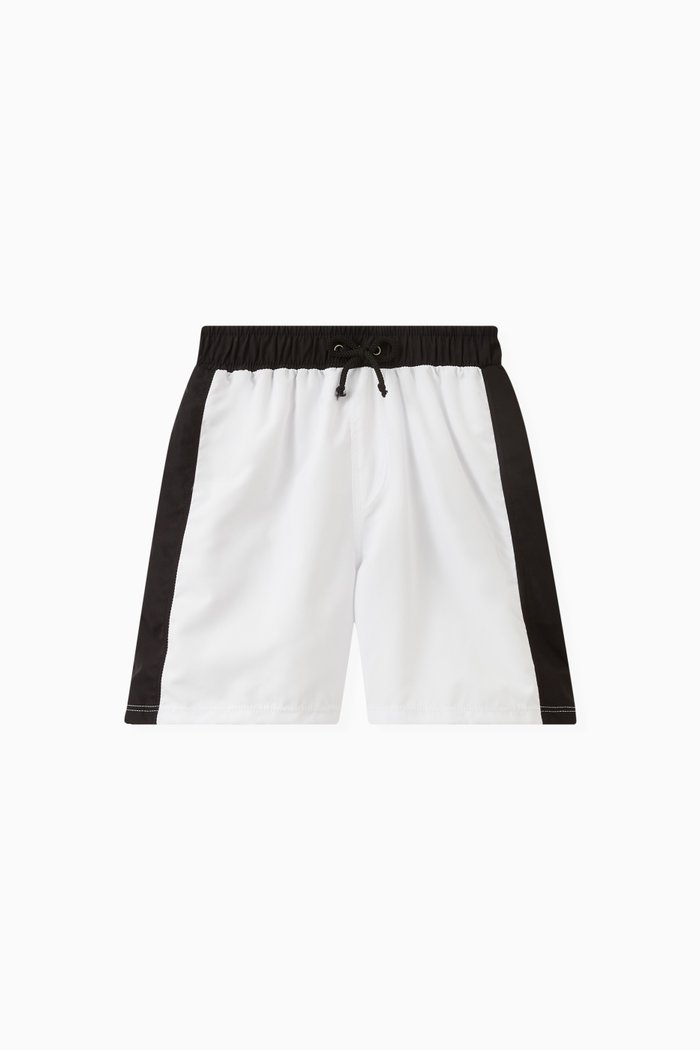 Sunset Palms Print Swim Shorts, Neutral
